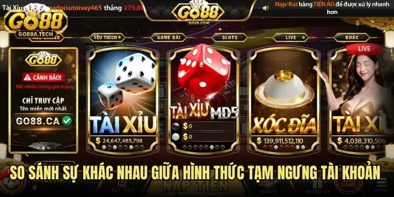 So sánh sự khác nhau giữa các hình thức tạm ngưng tài khoản đang áp dụng